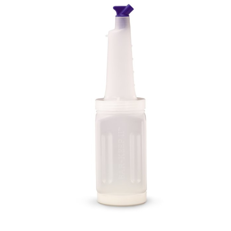 Vollrath 3632 Traex Bar Keep White Pour Container with Neck, Lid, and Assorted Color Spouts-1 Qt.