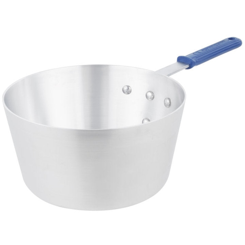 Vollrath 4347 Wear-Ever Tapered Aluminum Sauce Pan with Blue Silicone Cool Handle-7 Qt.