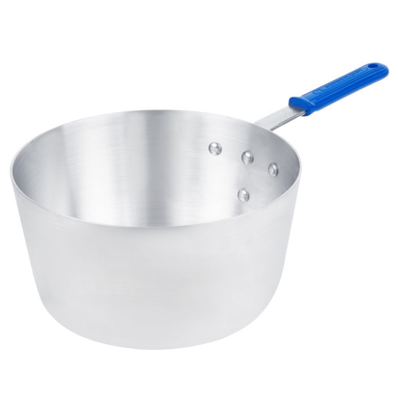 Vollrath 4350 Wear-Ever Tapered Aluminum Sauce Pan with Blue Silicone Cool Handle-10 Qt.