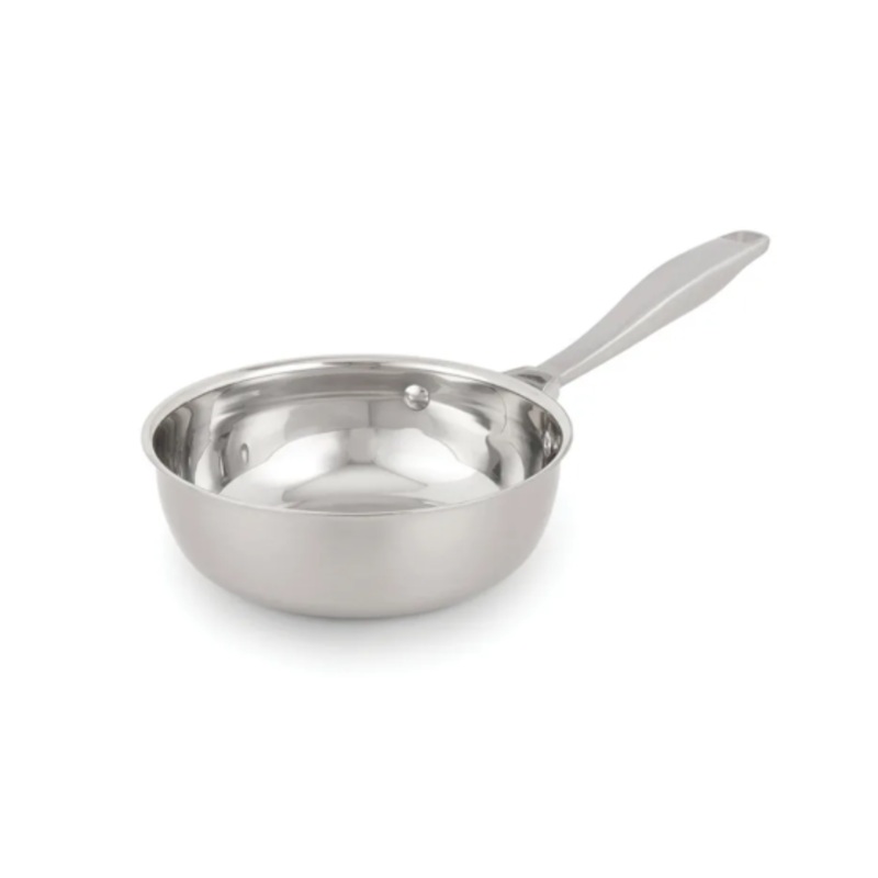 Vollrath 47792 Intrigue Stainless Steel Saucier / Sauce Pan with Riveted Ergonomic Hollow Handle 3 Qt. - Induction Ready