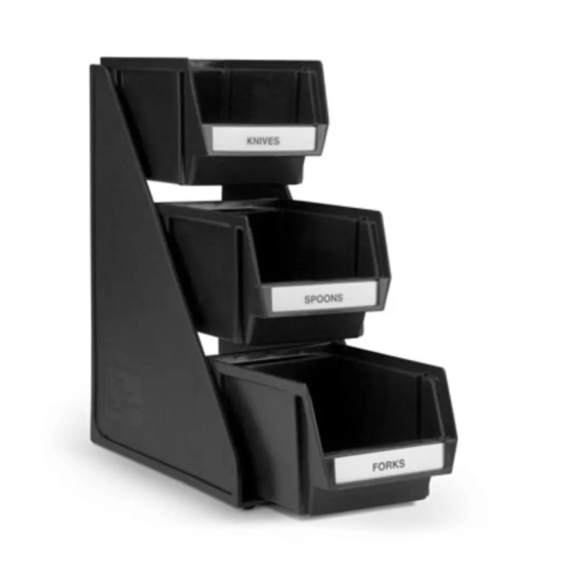 Vollrath 4842-06 Condiment Organizer w/ (3) Bins - Black