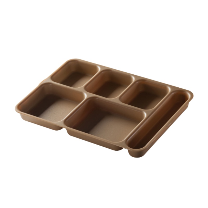 Cambro 10146DCW133 Plastic Rectangular Tray w/ (6) Compartments, 10" x 14.18"", Beige - 24/Case