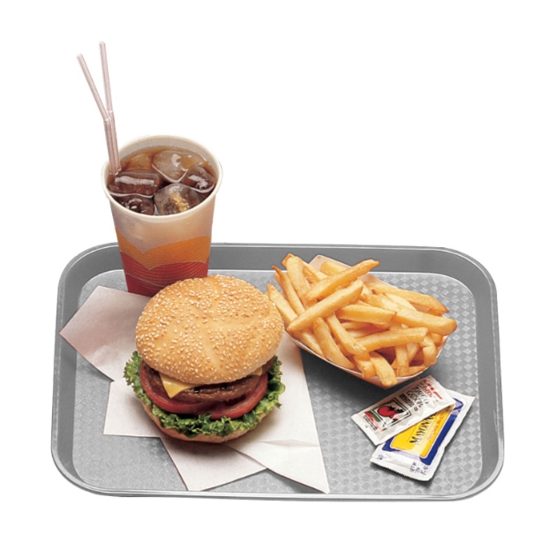 Cambro 1014FF107 Plastic Fast Food Tray - 13.5"L x 10.4"W, Pearl Gray - 24ea/Case