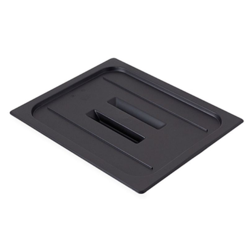Cambro 10CWCH110 Camwear Food Pan Cover - Full Size, Flat, Handle, Black - 6/Case