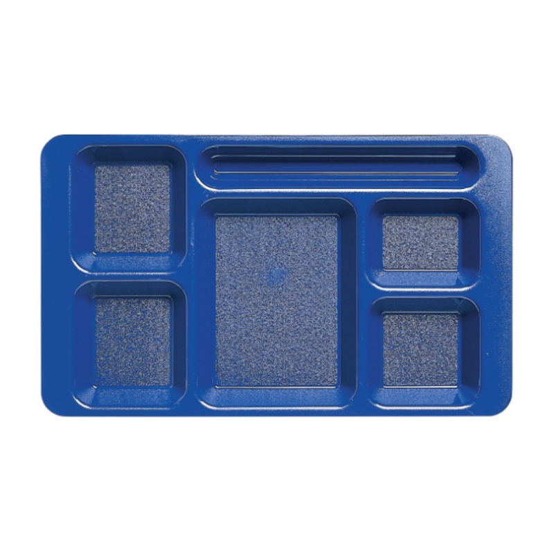 Cambro 1596CW186 Plastic Rectangular Tray w/ (6) Compartments, 9" x 15", Navy Blue - 24ea/Case