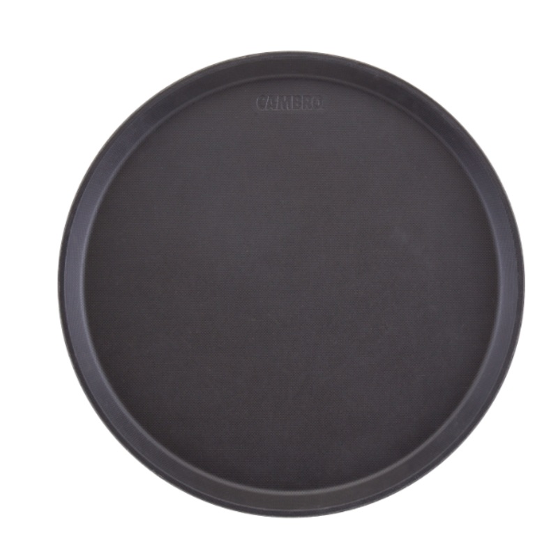 Cambro 1600CT110 16" Round Camtread Serving Tray - Fiberglass, Black Satin - 12ea/Case