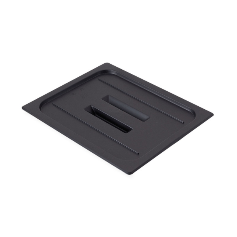 Cambro 20CWCH110 Camwear Food Pan Cover - Half Size, Flat, Handle, Black - 6/Case