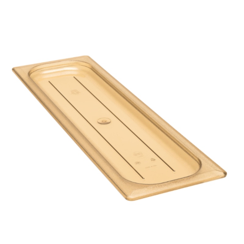 Cambro 20LPHPC150 H-Pan Food Pan Cover - Half Size Long, Flat, Non-Stick, Amber - 6/Case