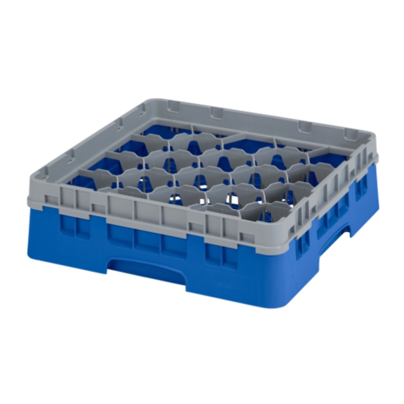 Cambro 20S318168 Camrack 20-Compartment Full Size Glass Rack with (1) Soft Gray Extender 3-5/8"H - Blue - 5/Case
