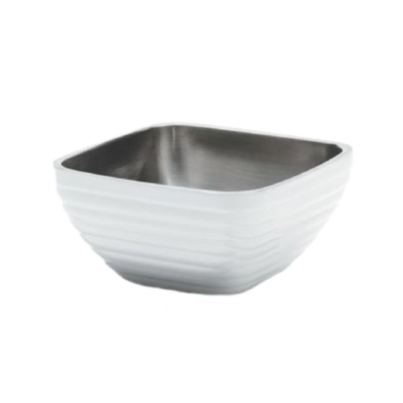 Vollrath 4761950 3/4 Qt. Pearl White Square Beehive Double Wall Serving Bowl - 6ea/Case