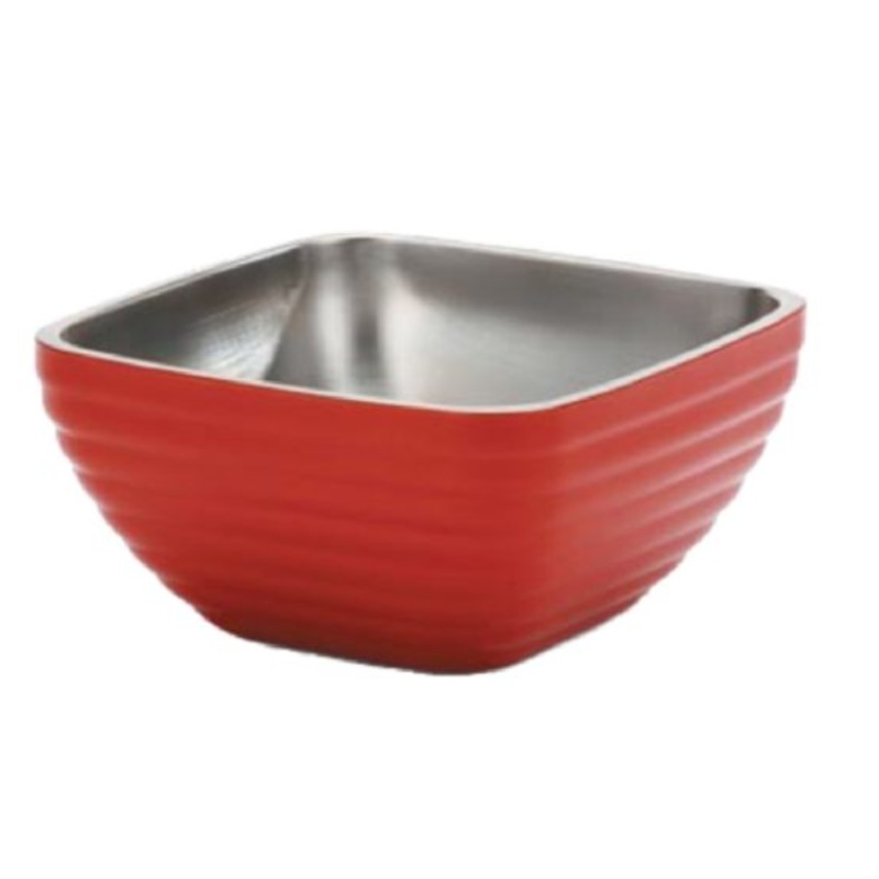 Vollrath 4761955 3/4 Qt. Fire Engine Red Square Beehive Double Wall Serving Bowl - 6ea/Case