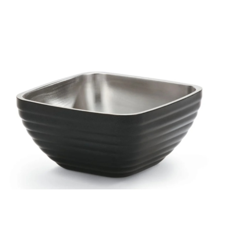Vollrath 4763260 1 4/5 qt Square Insulated Bowl - Stainless, Black - 12ea/Case