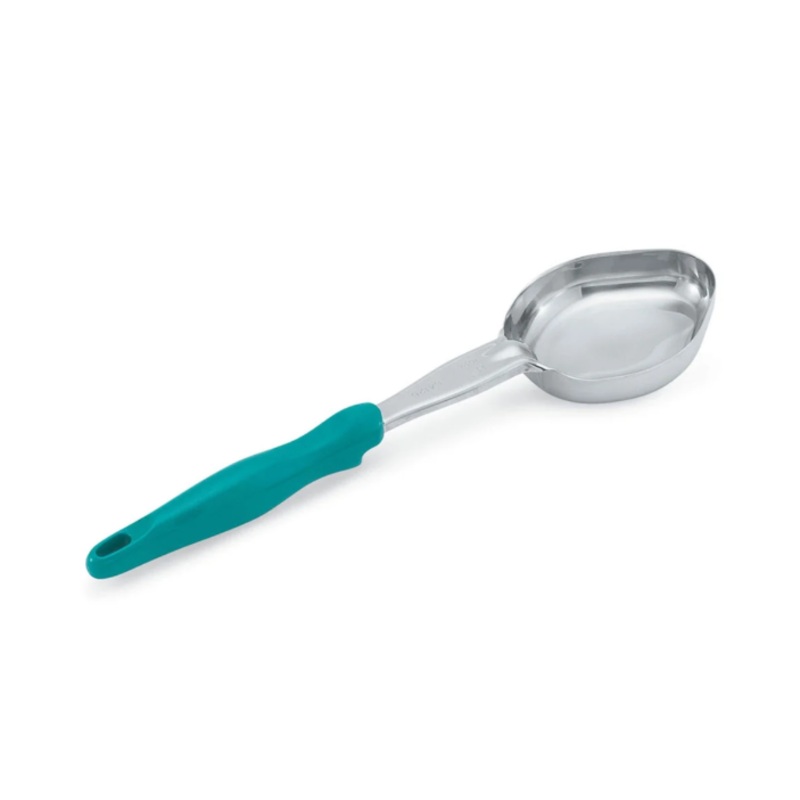 Vollrath 6412655 6 oz Oval Solid Spoodle - Teal Nylon Handle, Heavy-Duty, Stainless Steel - 12ea/Case
