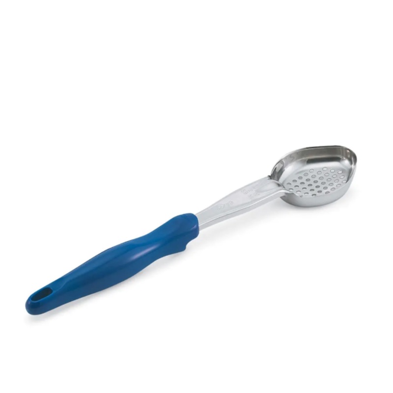 Vollrath 6422230 2 oz Oval Perforated Spoodle - Blue Nylon Handle, Heavy-Duty, Stainless Steel - 12ea/Case