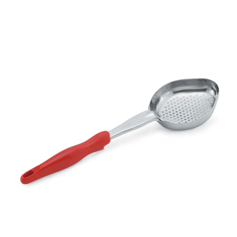 Vollrath 6422865 8 oz Oval Perforated Spoodle - Orange Nylon Handle, Heavy-Duty, Stainless Steel - 12ea/Case