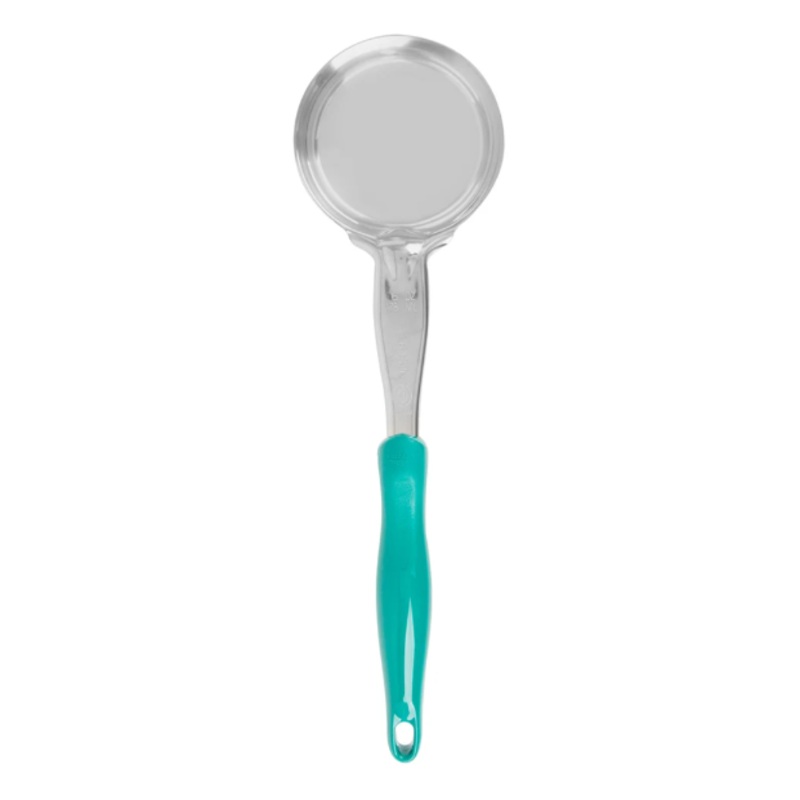 Vollrath 6433655 6 oz Round Solid Spoodle - Teal Nylon Handle, Heavy-Duty, Stainless Steel - 12ea/Case