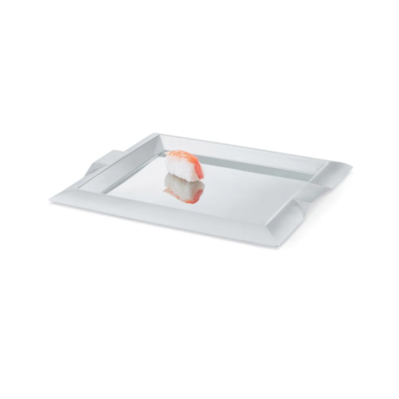 Vollrath 82090 11.75" Square Serving Tray - Handles, Stainless - 3ea/Case