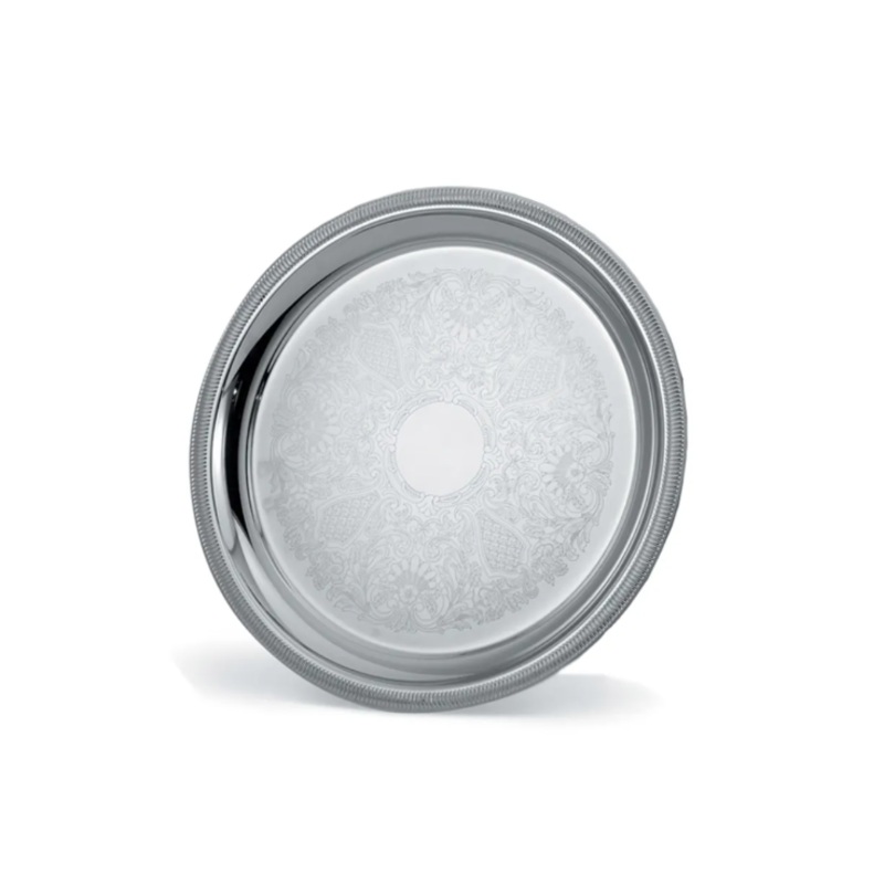 Vollrath 82102 18 5/8" Round Serving Tray - Gadroon Edge, 18 ga Stainless