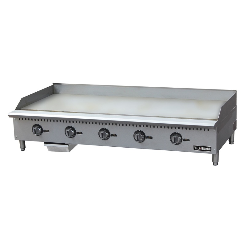 Adcraft BDCTG-60T Black Diamond Countertop T-Static Natural Gas Griddle with 5 Burners 60" - 150,000 BTU