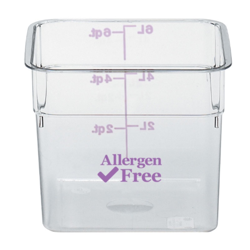 Cambro 22SFSCW441 22 qt CamSquare Food Container - Allergen-Free, Polycarbonate, Clear - 6ea/Case