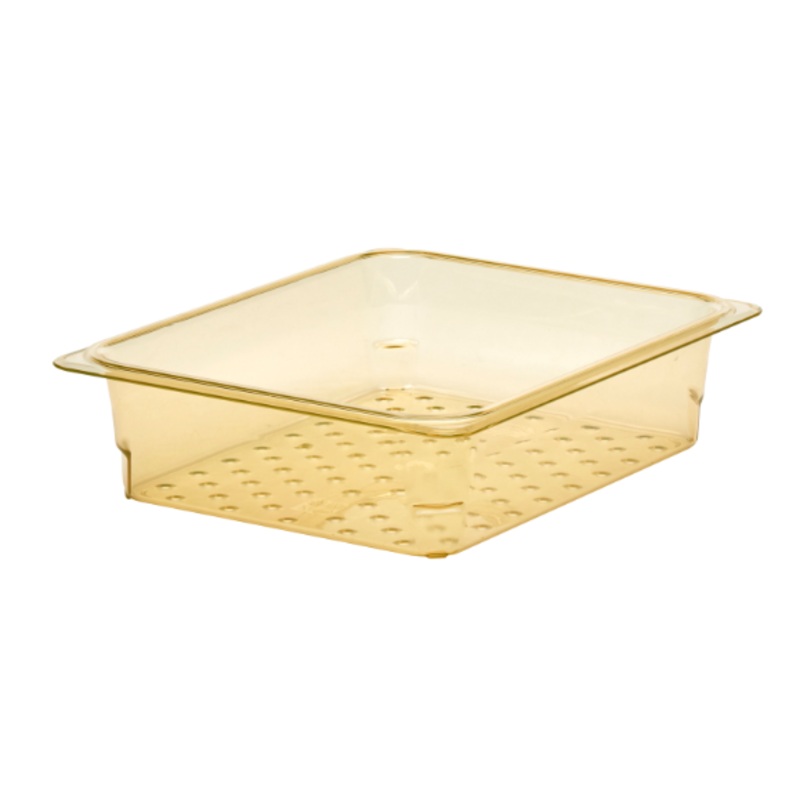 Cambro 23CLRHP150 H-Pan Food Pan Colander 3" Deep - Half Size - Amber - 6/Case