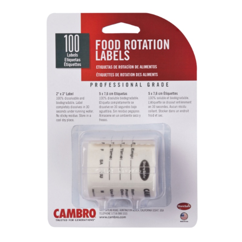 Cambro 23SL StoreSafe Food Rotation Labels - 2x3" (100 Per Roll)