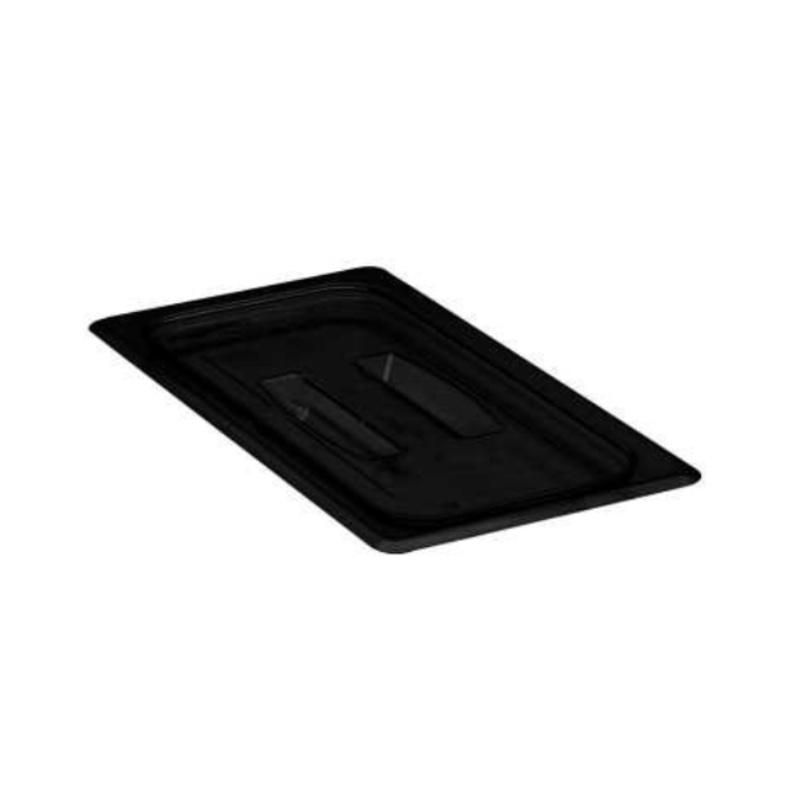 Cambro 30CWCH110 Camwear Food Pan Cover - 1/3 Size, Flat with Handle, Black - 6/Case
