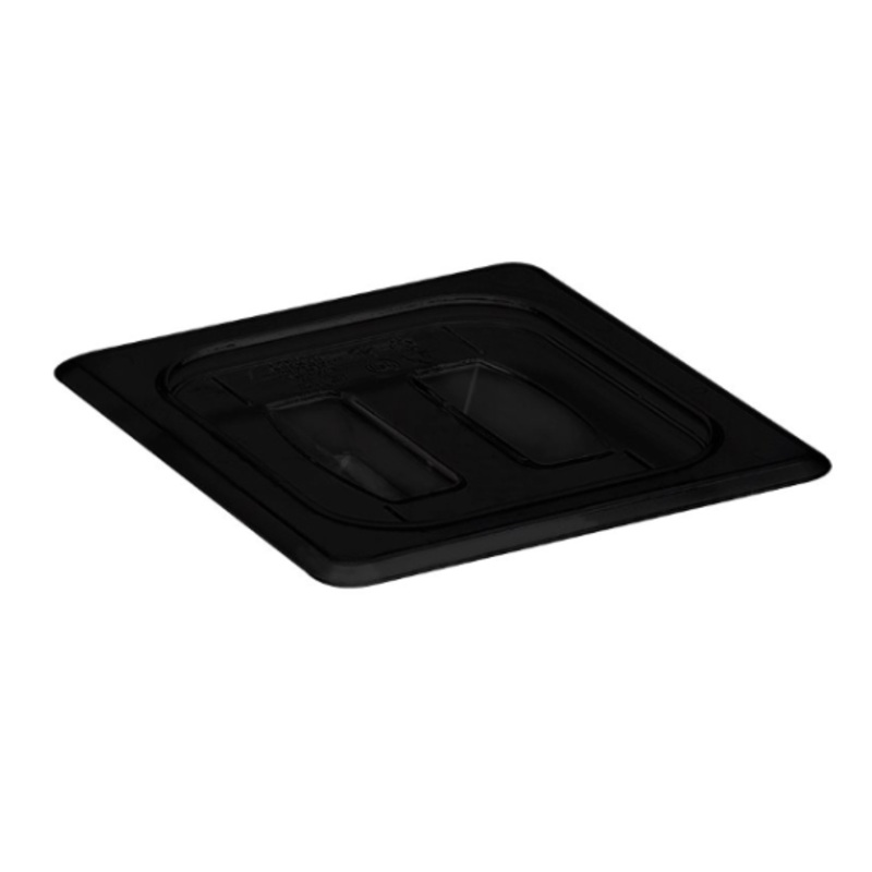 Cambro 60CWCH110 Camwear Food Pan Cover - 1/6 Size, Flat with Handle, Black - 6/Case