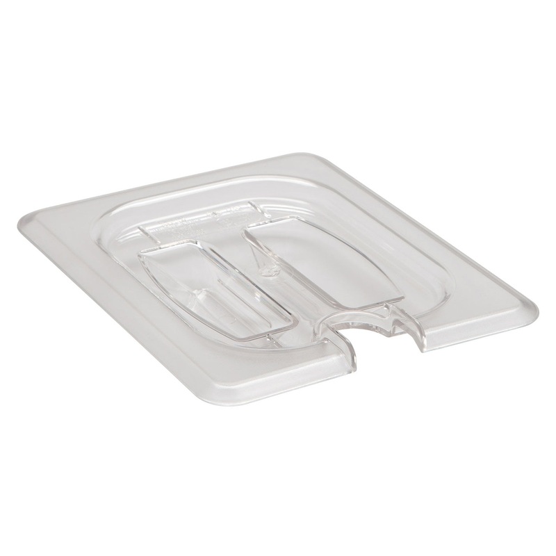 Cambro 80CWCHN135 Camwear Polycarbonate Food Pan Cover with Handle & Spoon Notch - 1/8 Size - Clear - 6/Case