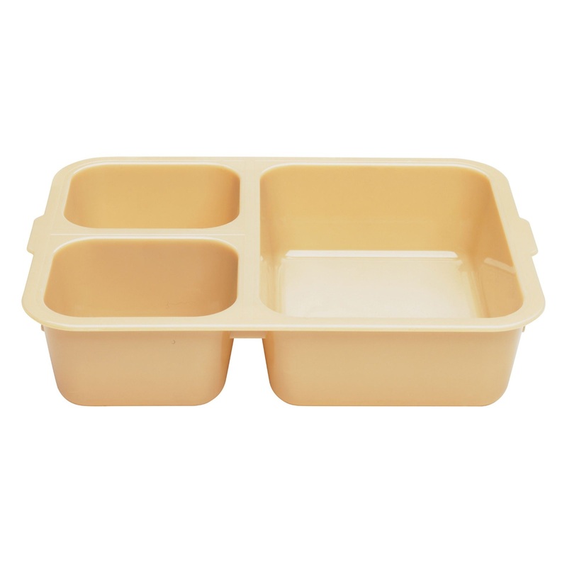 Cambro 853FCW133 Camwear Tray-on-Tray Meal Delivery System Plastic 3-Compartment Insert Tray 8-11/16"L x 6-5/16"W x 1-7/8"D - Beige - 24/Case
