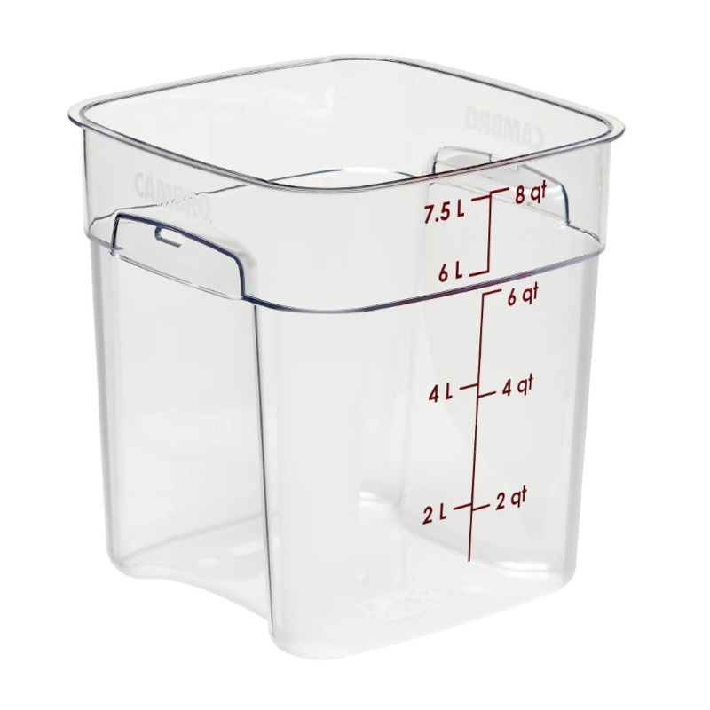 Cambro 8SFSPROCW135 8 qt CamSquare FreshPro Food Container - Polycarbonate, Red Graduation - 6ea/Case