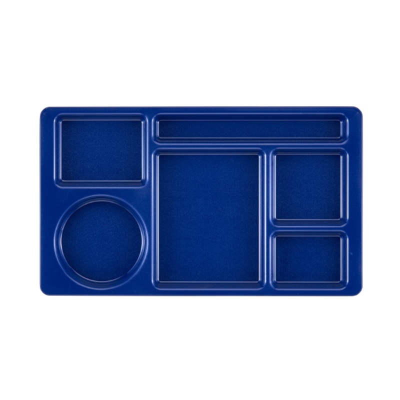 Cambro 915CW186 Plastic Rectangular Tray w/ (6) Compartments, 8 3/4" x 15", Navy Blue - 24ea/Case