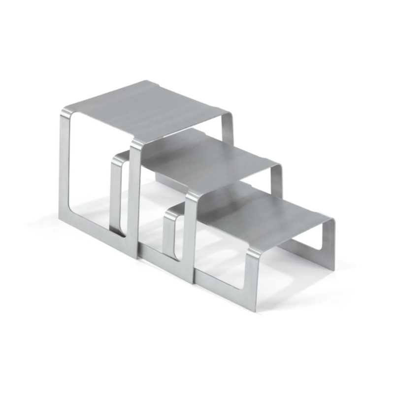 Vollrath 46009 Square Buffet Stand - Set of 3 Risers, Brushed Stainless