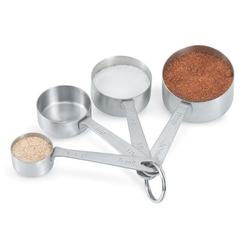 Vollrath 46589 Stainless Steel 4-Piece Straight-Sided Measuring Spoon Set - Includes (1) 1 Tbsp., (1) 2 Tbsp., (1) 2 tsp. and (1) 1 tsp.