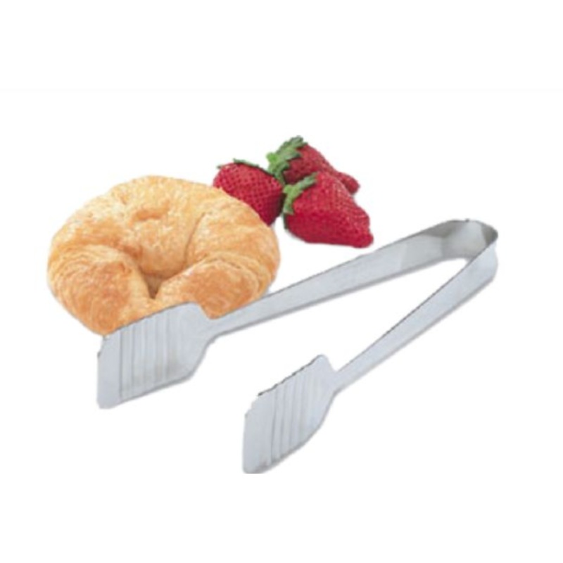 Vollrath 47107 9 1/4" Mirror-Finish Stainless Steel Tender-Touch Pastry Tongs With Ribbed Gripping Surface - 12ea/Case