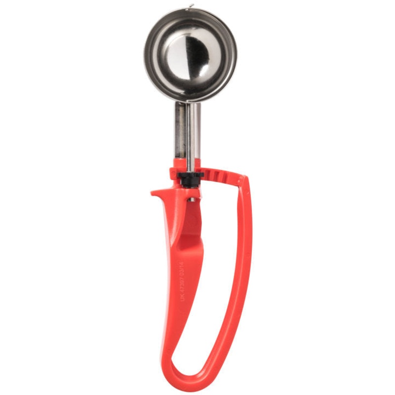 Vollrath 47397 Jacob's Pride Standard Length Disher with Red Squeeze Handle 1.52 oz. - Size 24 - 12/Case
