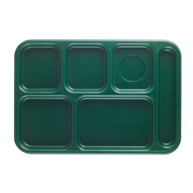 Cambro BCT1014119 Plastic Rectangular Tray w/ (6) Compartments, 10" x 14 1/2", Sherwood Green