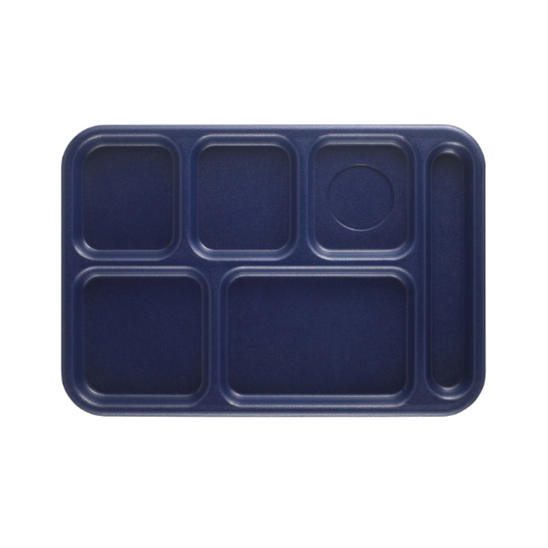 Cambro BCT1014186 Budget Right Handed ABS Plastic Navy Blue 6 Compartment Serving Tray - 24ea/Case