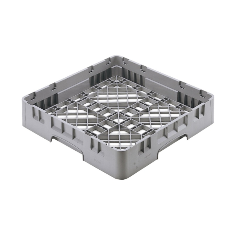Cambro BR258151 Camrack Camrack 1-Compartment Full Size Storage/Dishwasher Base Rack with Closed Sides 4"H - Soft Gray - 6/Case