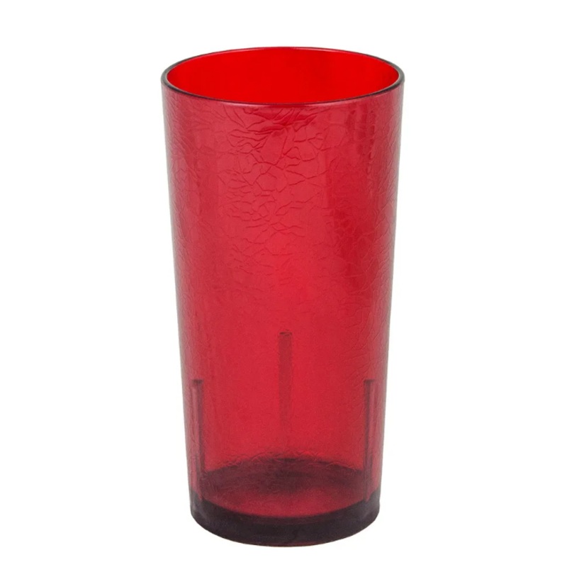 Cambro D24156 24 oz Ruby Red Crackled Plastic Tumbler