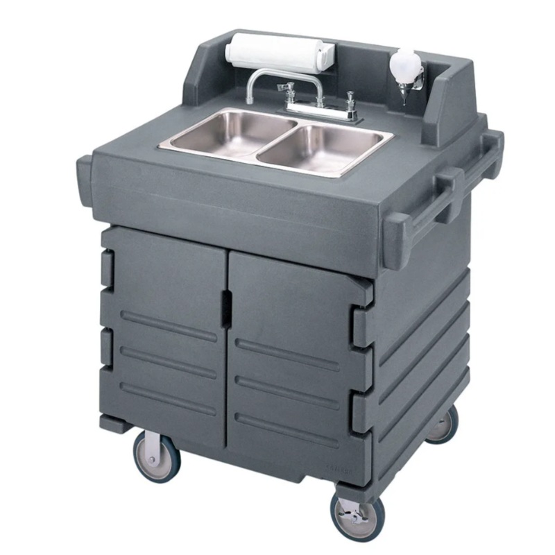 Cambro KSC402191 45 1/2"H Portable Sink Cart w/ (2) 4"D Bowls, Hot Water