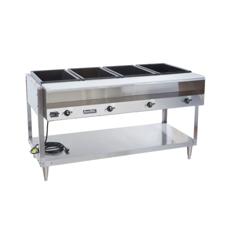 Vollrath 38004 61 1/4" Hot Food Table w/ (4) Wells & Cutting Board, 120v