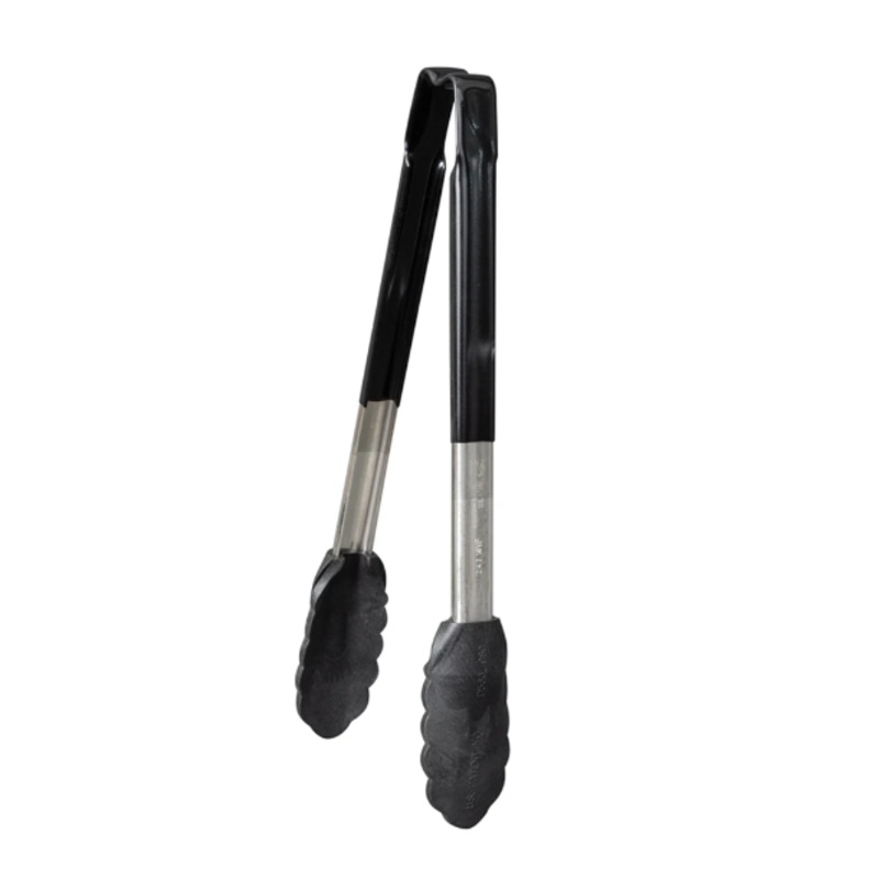 Vollrath 4781222 12"L Stainless Steel Utility Tongs - Black - 12ea/Case