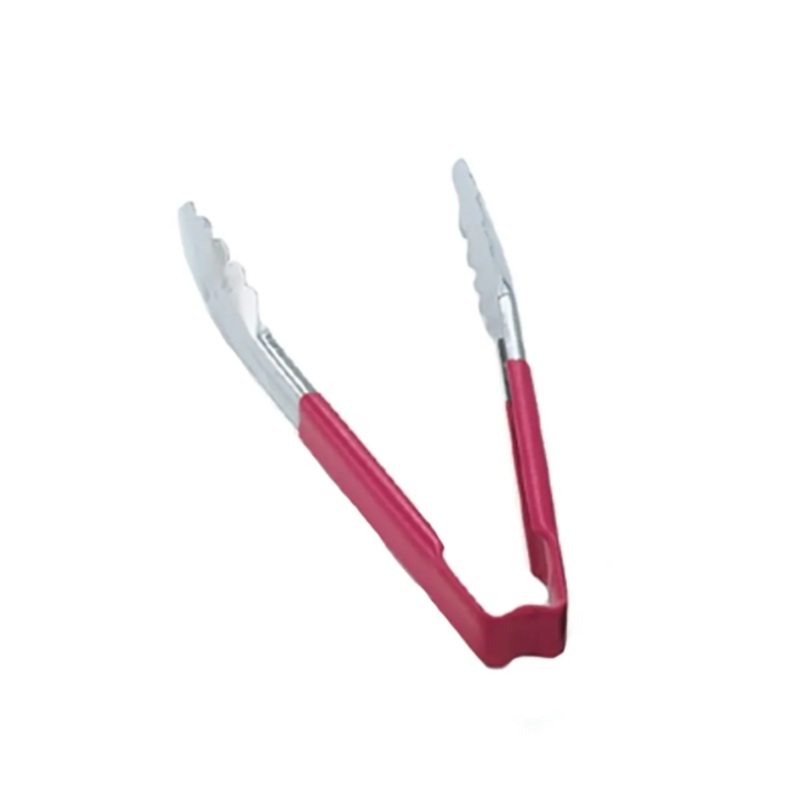 Vollrath 4790940 9 1/2"L Stainless Steel Utility Tongs - Red- 12ea/Case