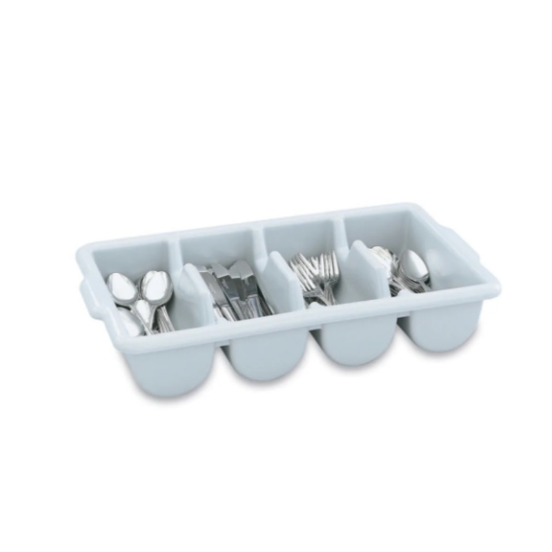 Vollrath 52651 4 Compartment Cutlery Bin - Plastic, Gray - 6ea/Case