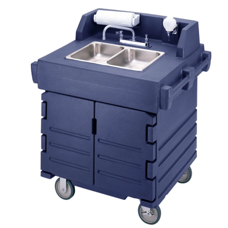 Cambro KSC402186 45 1/2"H Portable Sink Cart w/ (2) 4"D Bowls, Hot Water