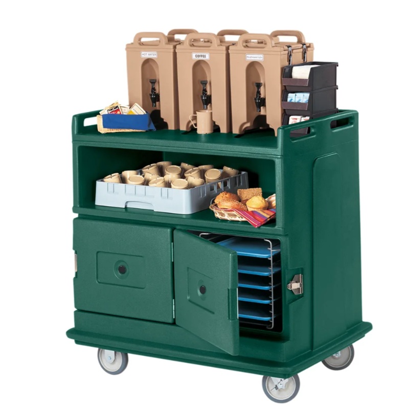Cambro MDC24192 44 1/2" Polymer Beverage Service Cart, 30"D x 44"H, Green