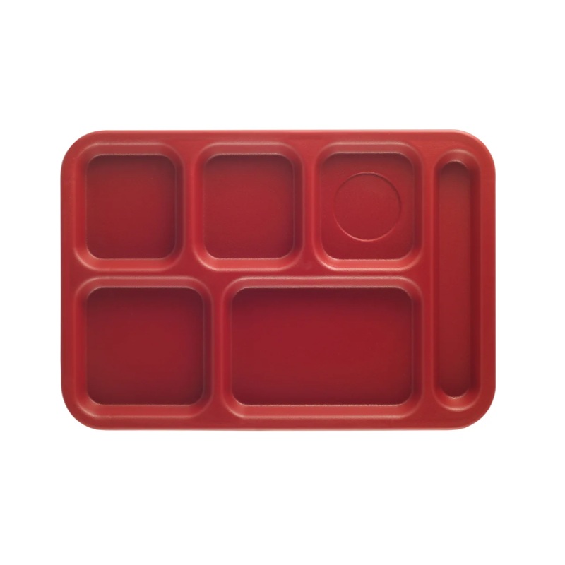 Cambro PS1014416 Plastic Rectangular Tray w/ (6) Compartments, 10" x 14 1/2", Cranberry