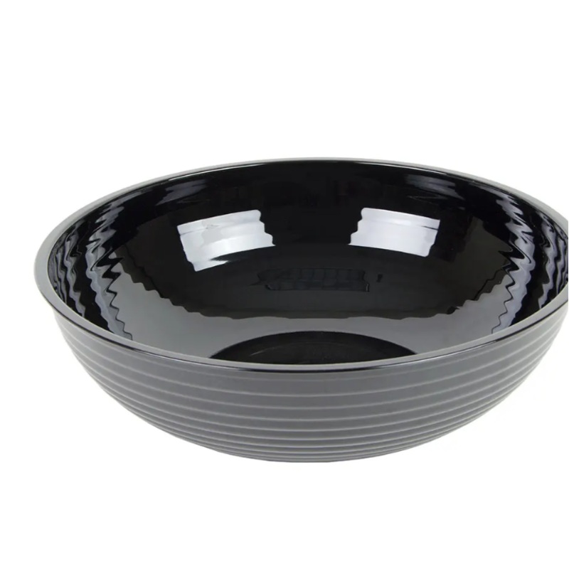 Cambro RSB912CW110 Black Camwear 2.9 Quart 12-1/8" x 9" Polycarbonate Rectangular Ribbed Bowl - 12ea/Case