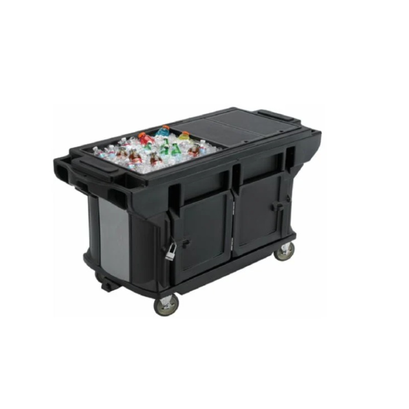 Cambro VBRUTHD6110 Black 6 Foot Ultra Series Versa Work Table with Heavy Duty Casters and Storage